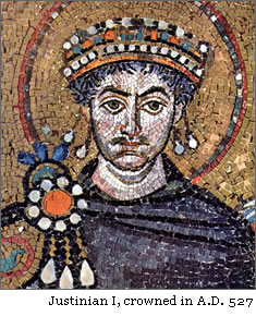 Justinian I, crowned in A.D. 527