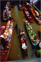 Thai river market.