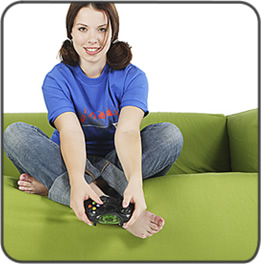 A teen holding a video game remote
