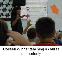 Colleen Winner teaching a course on modesty.